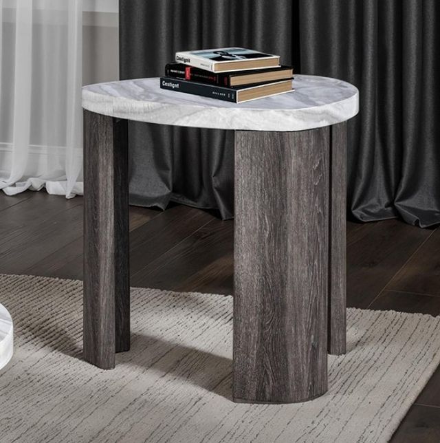 Furniture of America® Levis Gray Triangle End Table-1