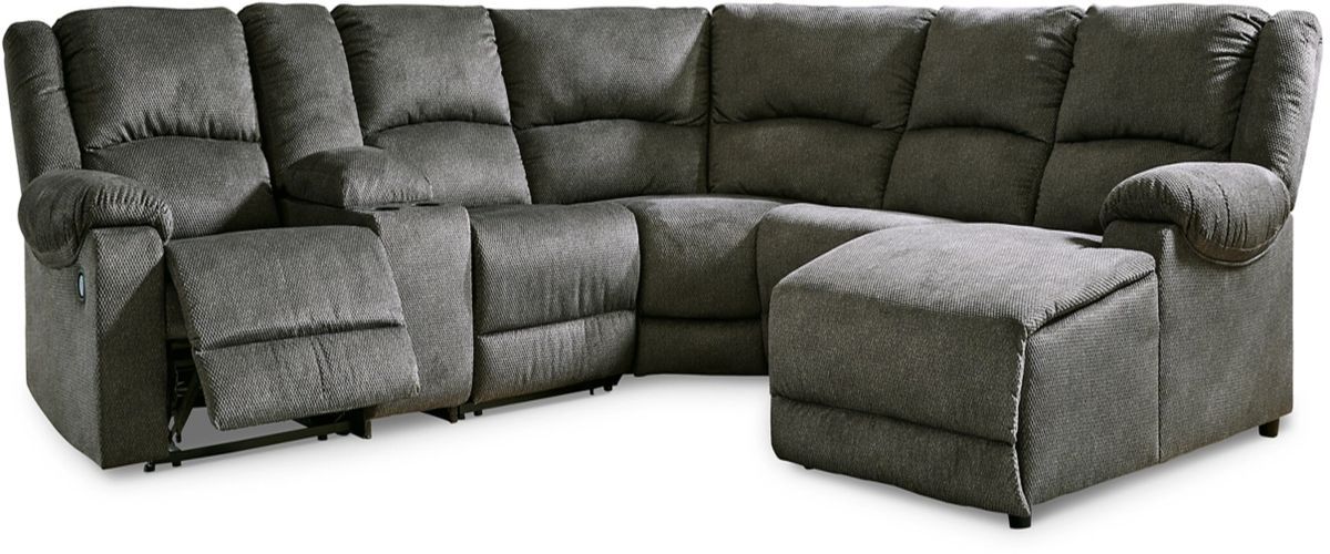 Signature Design by Ashley® Benlocke 6-Piece Flannel Reclining Right-Arm Facing Sectional and Chaise with Console