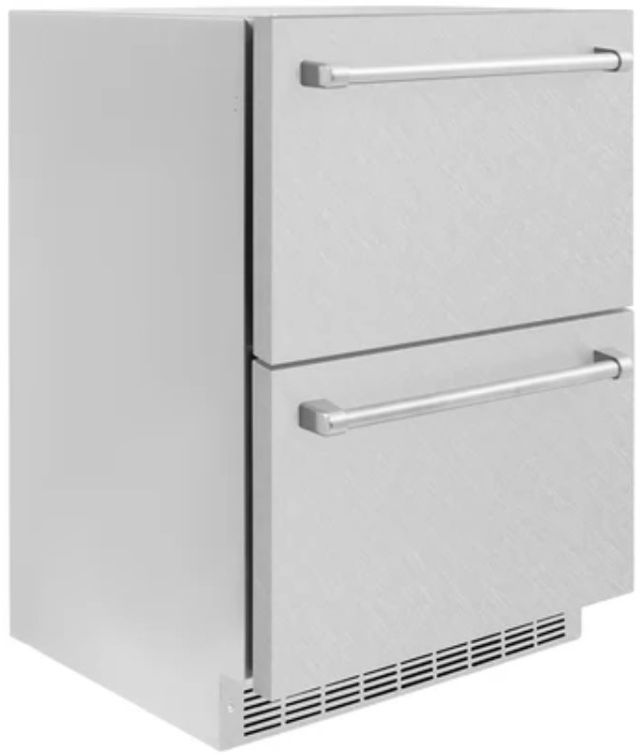 ZLINE 24" Touchstone 168 Can Outdoor-Rated Dual Refrigerator Drawer with Satin Stainless Steel Doors-2
