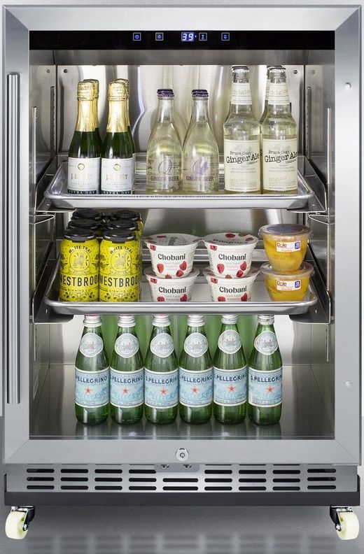 Summit® Commercial 5.0 Cu. Ft. Stainless Steel Frame Outdoor Mini Reach-In Beverage Center with Dolly-1