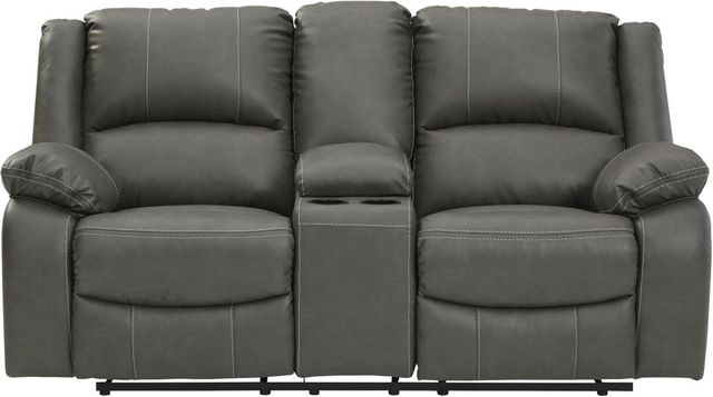 Signature Design by Ashley® Calderwell Gray Double Power Reclining Loveseat with Console-0