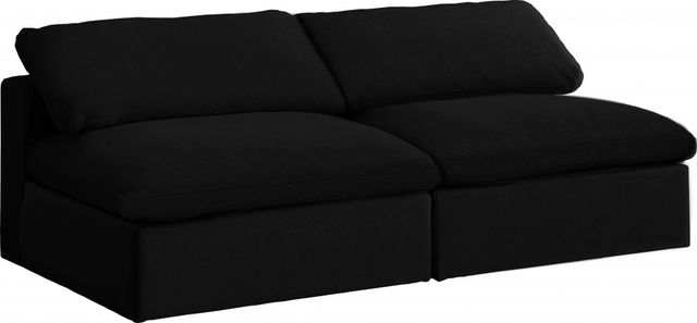 Meridian Furniture Serene Black Linen Fabric Deluxe Cloud Modular Armless Sofa-0