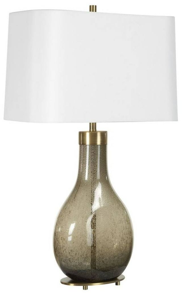 Uttermost® Shyla Dark Moss Glass Table Lamp with Brass Accents-0