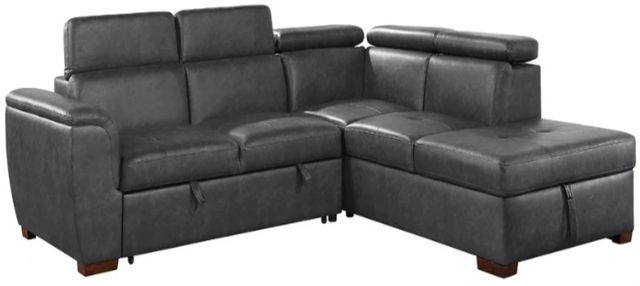 Homelegance® Barre 2-Piece Gray L-Shape Sectional and Chaise with Pull-Out Bed and Hidden Storage-3