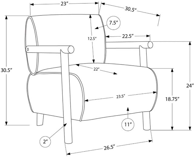 Monarch Specialties Inc. Light Brown/Walnut 31" Accent Chair-2