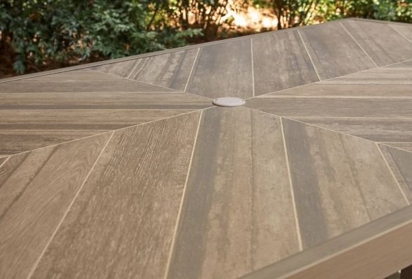 Signature Design by Ashley® Revare Beach Beige Aluminum/Porcelain Outdoor Dining Table-4