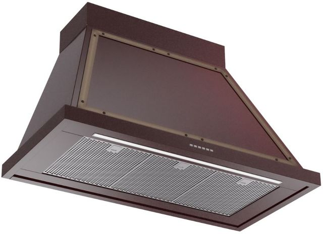 Ilve® Nostalgie II Noblesse 40" Burgundy Wall Mounted Range Hood with Burnished Trim-1