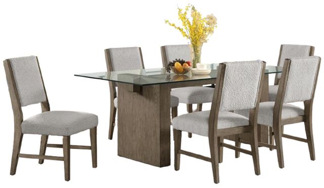 Elements International Conner 7-Piece Oak Standard Height Dining Set