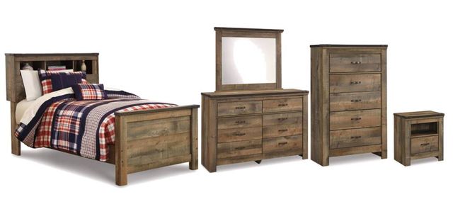 Signature Design by Ashley® Trinell 5-Piece Brown Twin Bookcase Bed Set-0
