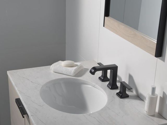 Delta Velum™ Matte Black 6" 2-Handle Lever Widespread Bathroom Faucet-2