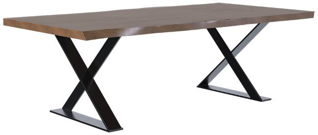 Country View Woodworking Customizable Ouray Live Edge Wormy Maple Top 96" Dining Table with Metal Base