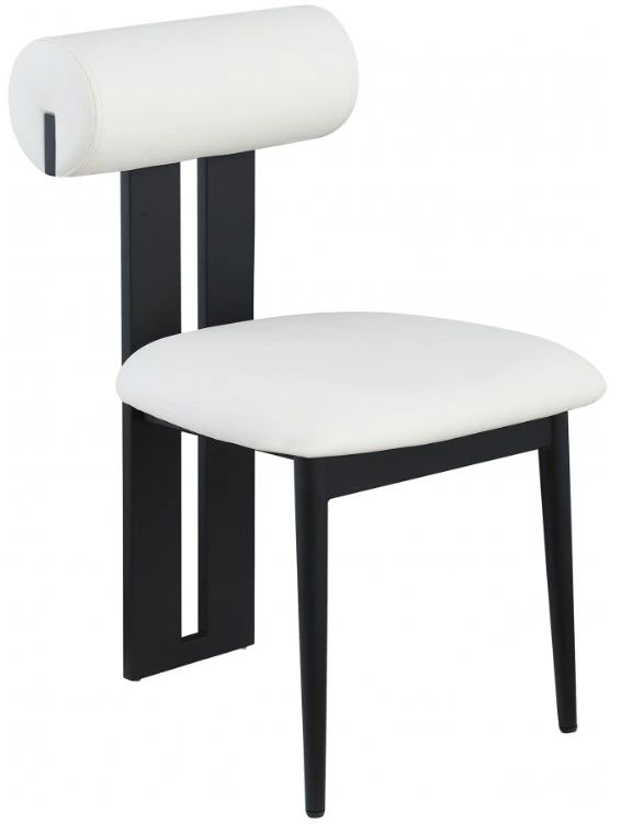 Meridian Furniture Dario Cream/Black Vegan Leather Dining Chair-0