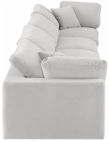 Meridian Furniture Comfy 4-Piece Cream Velvet Modular Sectional-2