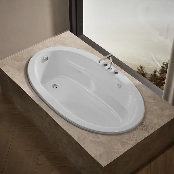 KOHLER® Sunward® White 72" x 42" Drop-In Heated BubbleMassage™ Air Bath-2