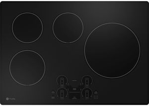 Top view of the GE Profile™ 30" Black Induction Cooktop