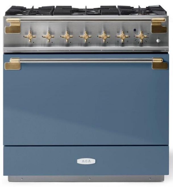 AGA™ Elise Series 36" Stainless Steel Pro Style Dual Fuel Range with Stone Blue Door-0