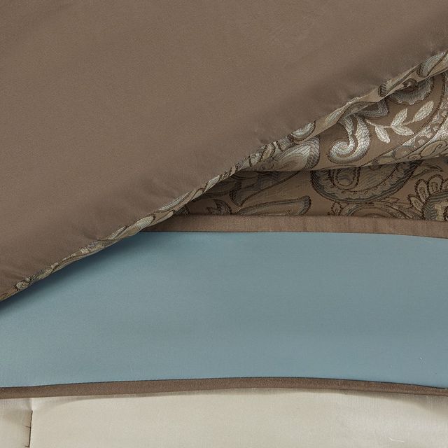Olliix by Madison Park 7 Piece Blue California King Caroline Jacquard Comforter Set-4