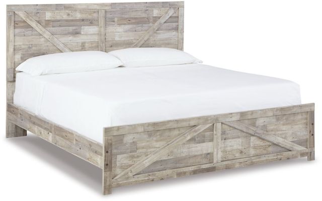 Benchcraft® Hodanna Whitewash King Crossbuck Panel Bed-0
