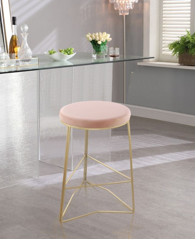 Meridian Furniture Tres Pink Velvet Counter Stool-1