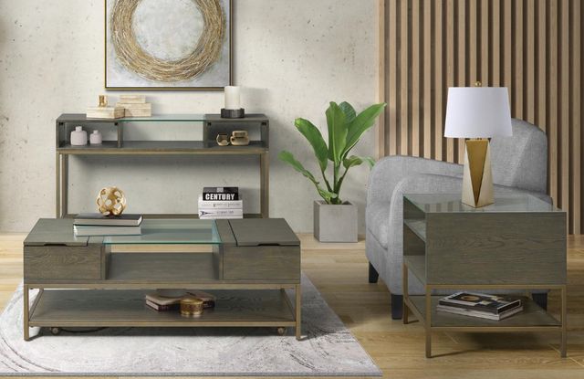 Riverside Furniture Hyde Glass Top Console Table with Caviar Base-1