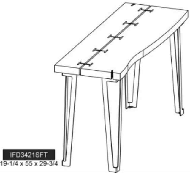International Furniture Direct Walnut Reddish Brown Sofa Table with Black Base-2