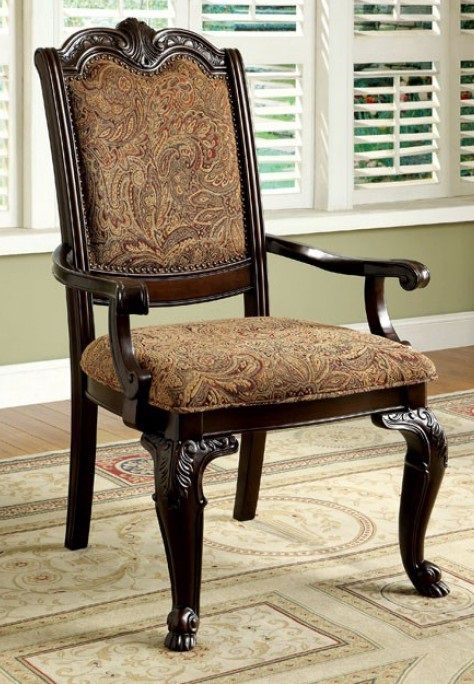 Furniture of America® Bellagio 2-Piece Brown/Cherry Dining Arm Chair Set-1
