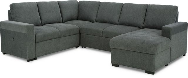 Signature Design by Ashley® Millcoe 3-Piece Gray Right-Arm Facing Sofa Sectional and Chaise with Pop Up Bed-3