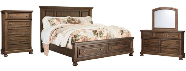 Signature Design by Ashley® Flynnter 4-Piece Medium Brown King Panel Bed Set-0