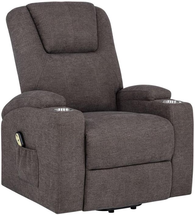 Coaster® Louie Brown Upholstered Power Reclining Chair with Lift and Massage-0