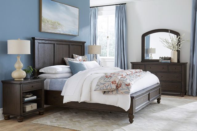 aspenhome® Cambridge Cracked Pepper Queen Panel Bed-3