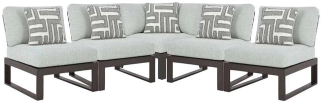 Signature Design by Ashley® Beachloft 5-Piece Black/Gray Aluminum/Fabric Outdoor Curved Sectional-0