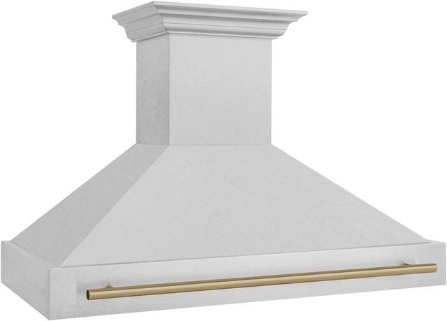 ZLINE Autograph Edition 48" Satin Stainless Steel Wall Mounted Range Hood with Champagne Bronze Handle-3