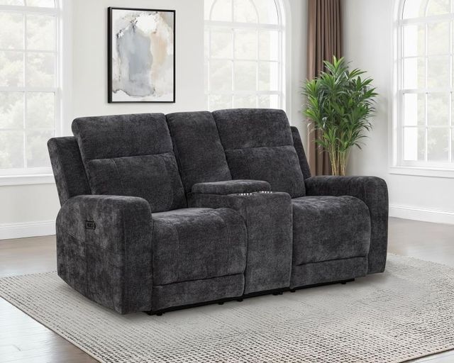Coaster® Kennett Dark Gray Power Reclining Loveseat-1