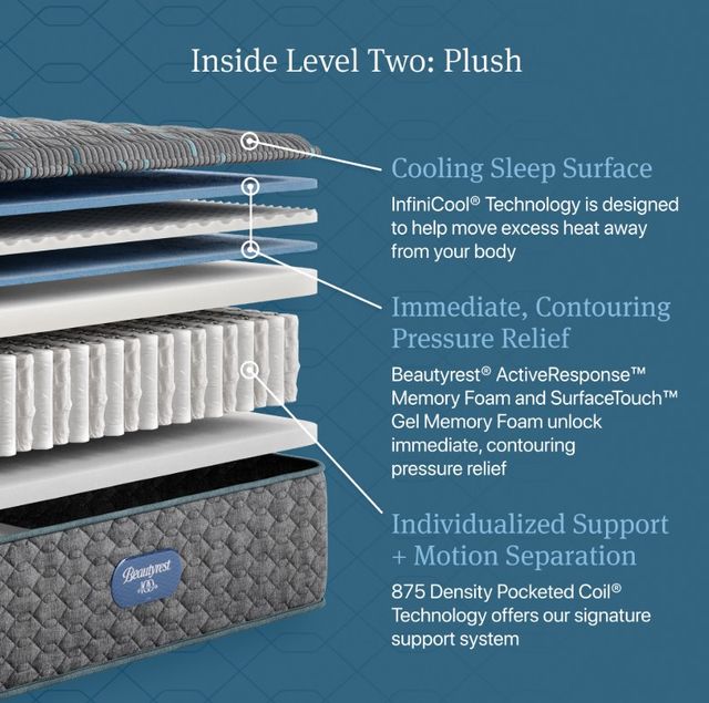Beautyrest® Level Two 14" Pocketed Coil Plush Tight Top King Mattress-3