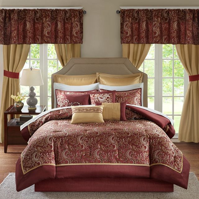 Olliix by Madison Park Essentials 24 Pieces Red King Brystol Room in a Bag Set-0