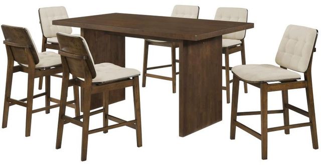Coaster® Decker 7-Piece Cream/Walnut Rectangular Counter Dining Set-0