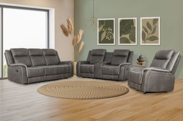 New Classic® Home Furnishings Enzo Gray Dual Manual Reclining Loveseat-1