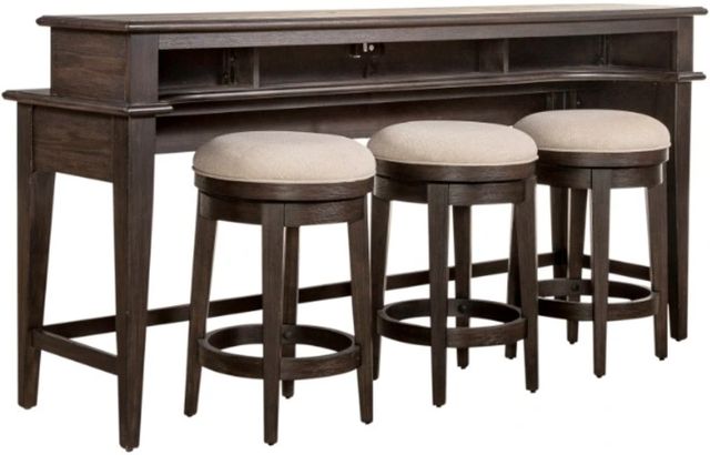 Liberty Furniture Mill Creek 4-Piece Cream/Peppercorn Bar Table Set-0