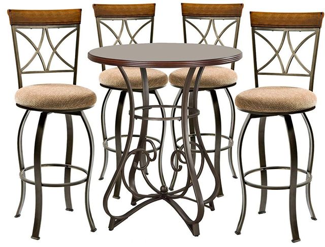 Powell® Hamilton 5-Piece Bronze/Medium Cherry Round Pub Table Set-1