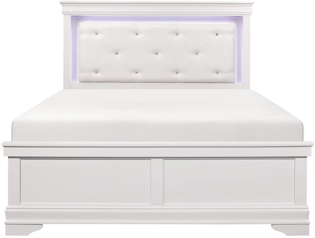 Mazin Furniture Lana White King Panel Bed with LED Lighting-1