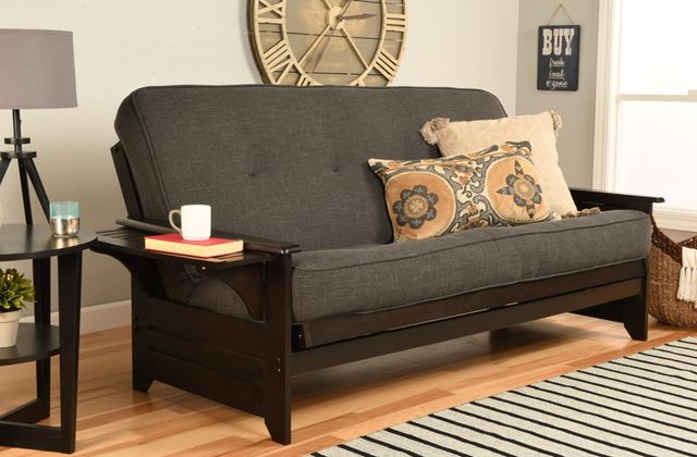 Kodiak Furniture Phoenix Linen Charcoal/Espresso Full Futon with Mattress-3