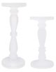 A & B Home 2-Piece White Frosted Pedestal Glass Candle Holder Set-0