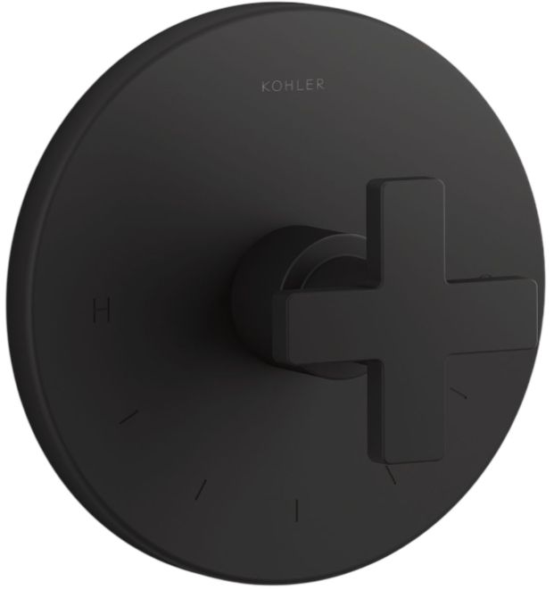 KOHLER® Composed® MasterShower® Matte Black Temperature Control Valve Trim with Cross Handle-0