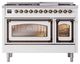 Ilve® Nostalgie II Noblesse 48'' White Pro Style Dual Fuel Range with Burnished Trim-1