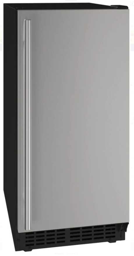 U-Line® Black/Stainless Steel 15" Crescent Ice Maker-0