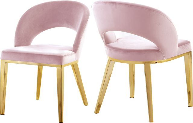 Meridian Furniture Roberto Pink/Gold Velvet Dining Chair-3
