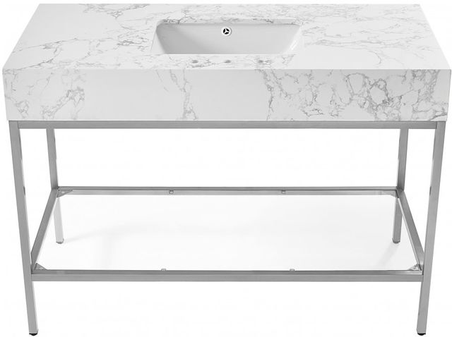Meridian Furniture Marmo White/Brushed Chrome 48" Bathroom Vanity-1