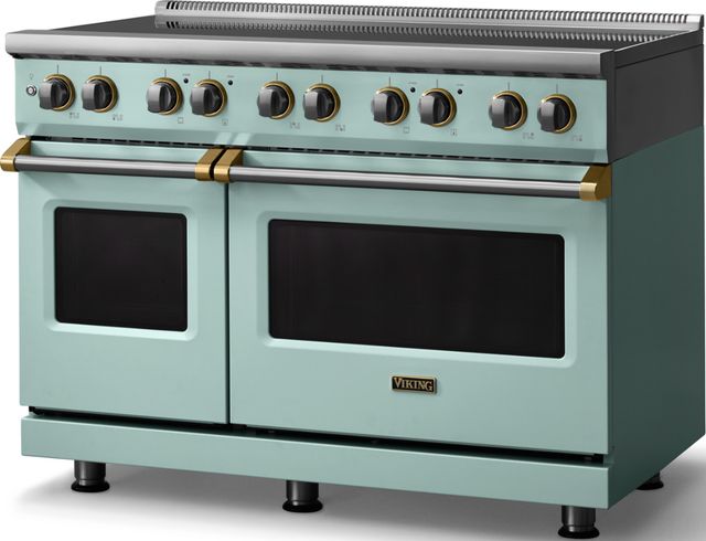 Viking® 5 Series 48" Splash Pro Style Induction Range with Brushed Brass Trim-3