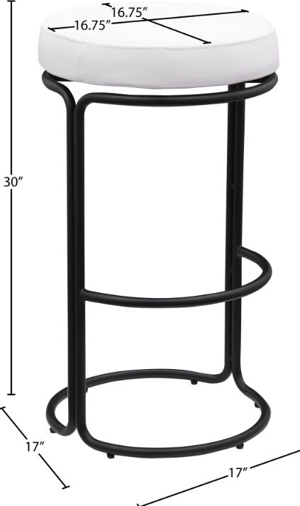 Meridian Furniture Madison Cream/Matte Black Leather Bar Stool-2