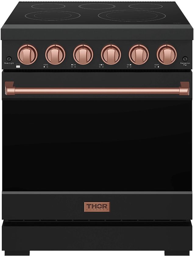 Thor Kitchen 30" Black Pro Style Electric Range with Precision Knob Control & Rose Gold Hardware-0
